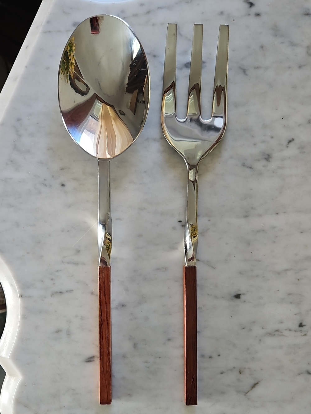 VILLEROY & BOCH "WAVE 1748" Large Serving Spoon and Fork Set  VINTAGE EUC